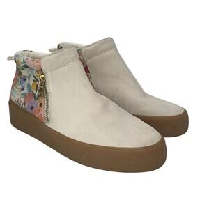 Keds Rifle Paper Co Garden Party Ivory Suede /Floral Zip Up Booties Sneaker 9